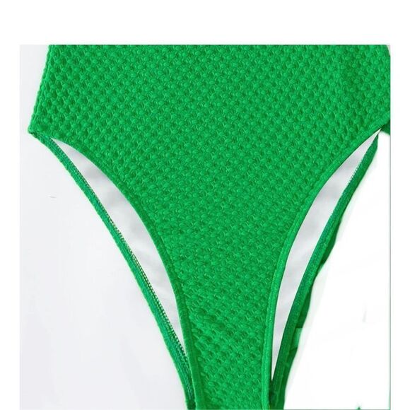 NEW Green High Cut Out Twist Front 1 Pc Swimsuit M - Picture 5 of 6